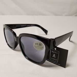 Women's Black Reader Sunglasses +1.5 Magnification